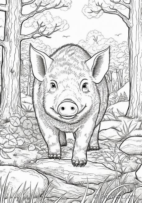 Раскраска дикой свиньи для детей